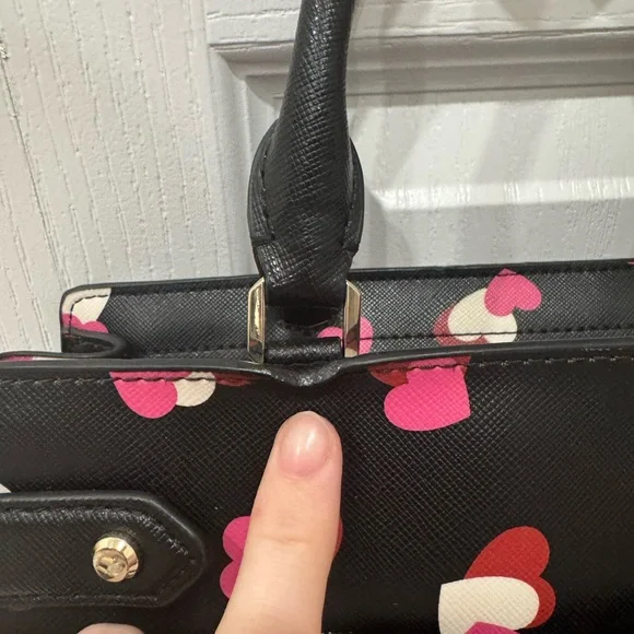 Kate Spade Black Satchel with Pink and Red Hearts - Picture 2 of 13